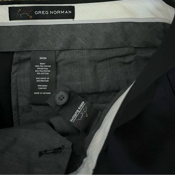 GREG NORMAN GOLF PANTS | DRESS PANT | BUSINESS PANT | CHINOS | BLACK | 34/34 - Picture 9 of 10